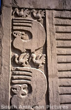 pge0135 Chan Chan, Tschudi Palace, mythical bird mud relief/ part reconstruction