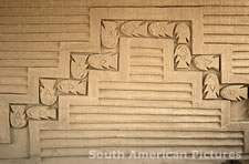 pge0179 Chan Chan, Tschudi Palace, wall with fish &  bird / mud relief figures/ part reconstruction