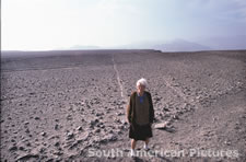 pgm0079  Maria Reiche, Pampa San Jose, Nasca,  August 1986 aged 83