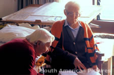 pgm0100 Maria Reiche (83) & her sister Dr Renate, Tourist Hotel, Nasca, Peru 1986.