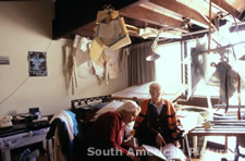 pgm0113  Maria Reiche (83) & her sister Dr Renate, Tourist Hotel, Nasca, Peru 1986