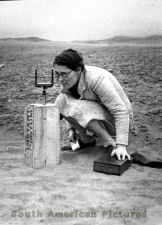 pgm0238  Maria Reiche taking measurements at Pachacamac near Lima in 1942